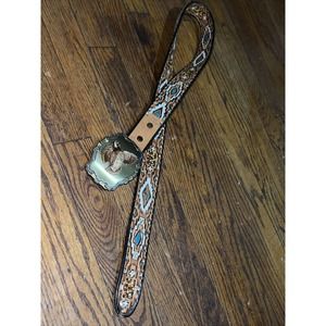 Cintos Imperial Tooled Leather Bald Eagle Warrior Western Belt Size 36